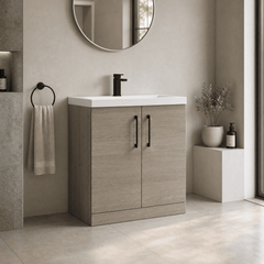 [BALARN2505AH018] Bramshall Floor Standing 2 Door Vanity Basin Unit with Mid-Edge Basin, 800mm, Choice of Colour and Handle Finish - Lifestyle 3