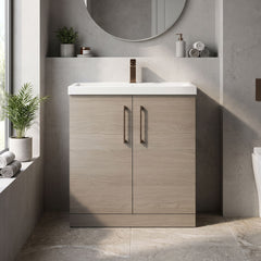 [BALARN2505AH1516] Bramshall Floor Standing 2 Door Vanity Basin Unit with Mid-Edge Basin, 800mm, Choice of Colour and Handle Finish - Lifestyle 1
