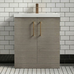 [BALARN2505AH1516] Bramshall Floor Standing 2 Door Vanity Basin Unit with Mid-Edge Basin, 800mm, Choice of Colour and Handle Finish - Silo