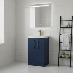 [BALARN2901AH017] Bramshall Floor Standing 2 Door Vanity Basin Unit with Mid-Edge Basin, 500mm, Choice of Colour and Handle Finish - Lifestyle 2