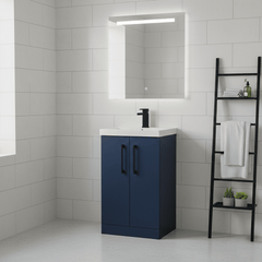 [BALARN2901AH018] Bramshall Floor Standing 2 Door Vanity Basin Unit with Mid-Edge Basin, 500mm, Choice of Colour and Handle Finish - Lifestyle 2