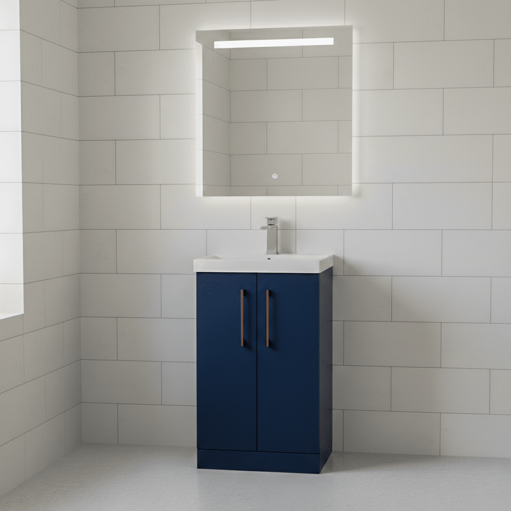 [BALARN2901AH019] Bramshall Floor Standing 2 Door Vanity Basin Unit with Mid-Edge Basin, 500mm, Choice of Colour and Handle Finish - Lifestyle 1