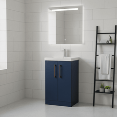 [BALARN2901AH019] Bramshall Floor Standing 2 Door Vanity Basin Unit with Mid-Edge Basin, 500mm, Choice of Colour and Handle Finish - Lifestyle 2