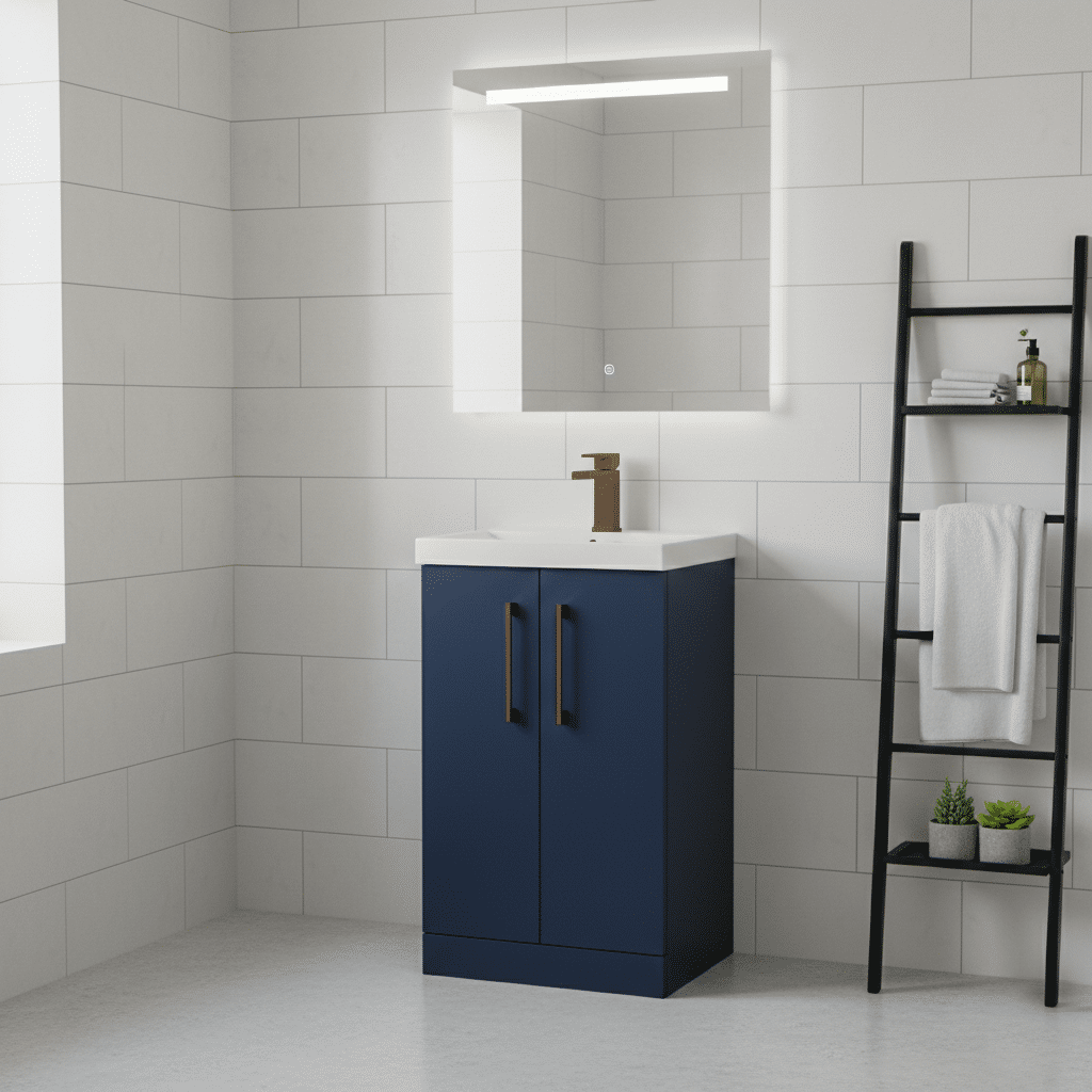 [BALARN2901AH1516] Bramshall Floor Standing 2 Door Vanity Basin Unit with Mid-Edge Basin, 500mm, Choice of Colour and Handle Finish - Lifestyle 2