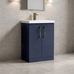 [BALARN2903AH017] Bramshall Floor Standing 2 Door Vanity Basin Unit with Mid-Edge Basin, 600mm, Choice of Colour and Handle Finish - Lifestyle 2