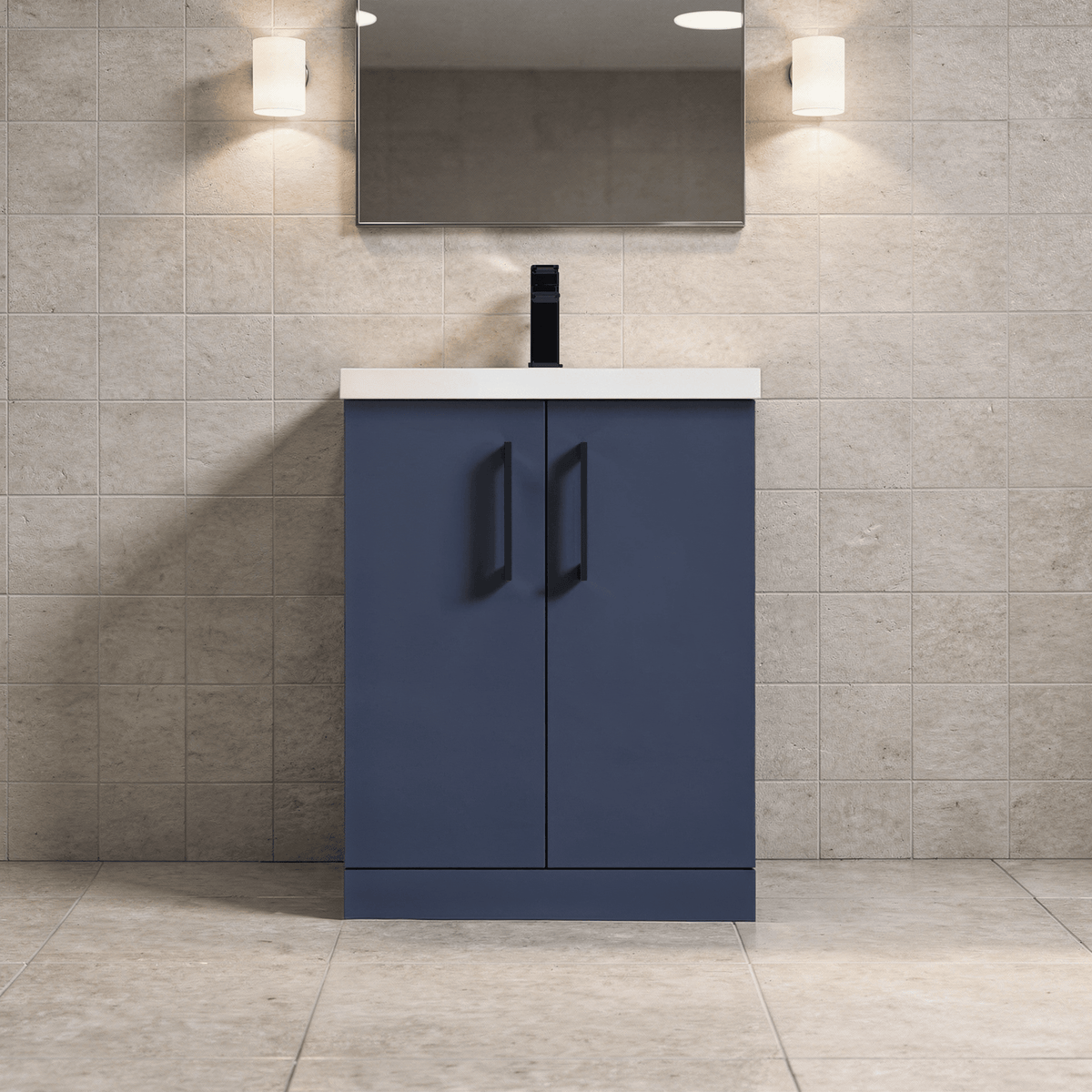 [BALARN2903AH018] Bramshall Floor Standing 2 Door Vanity Basin Unit with Mid-Edge Basin, 600mm, Choice of Colour and Handle Finish - Lifestyle 1