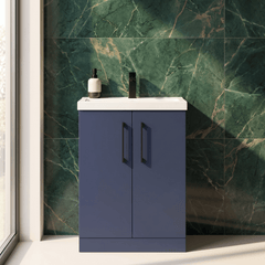 [BALARN2903AH018] Bramshall Floor Standing 2 Door Vanity Basin Unit with Mid-Edge Basin, 600mm, Choice of Colour and Handle Finish - Silo