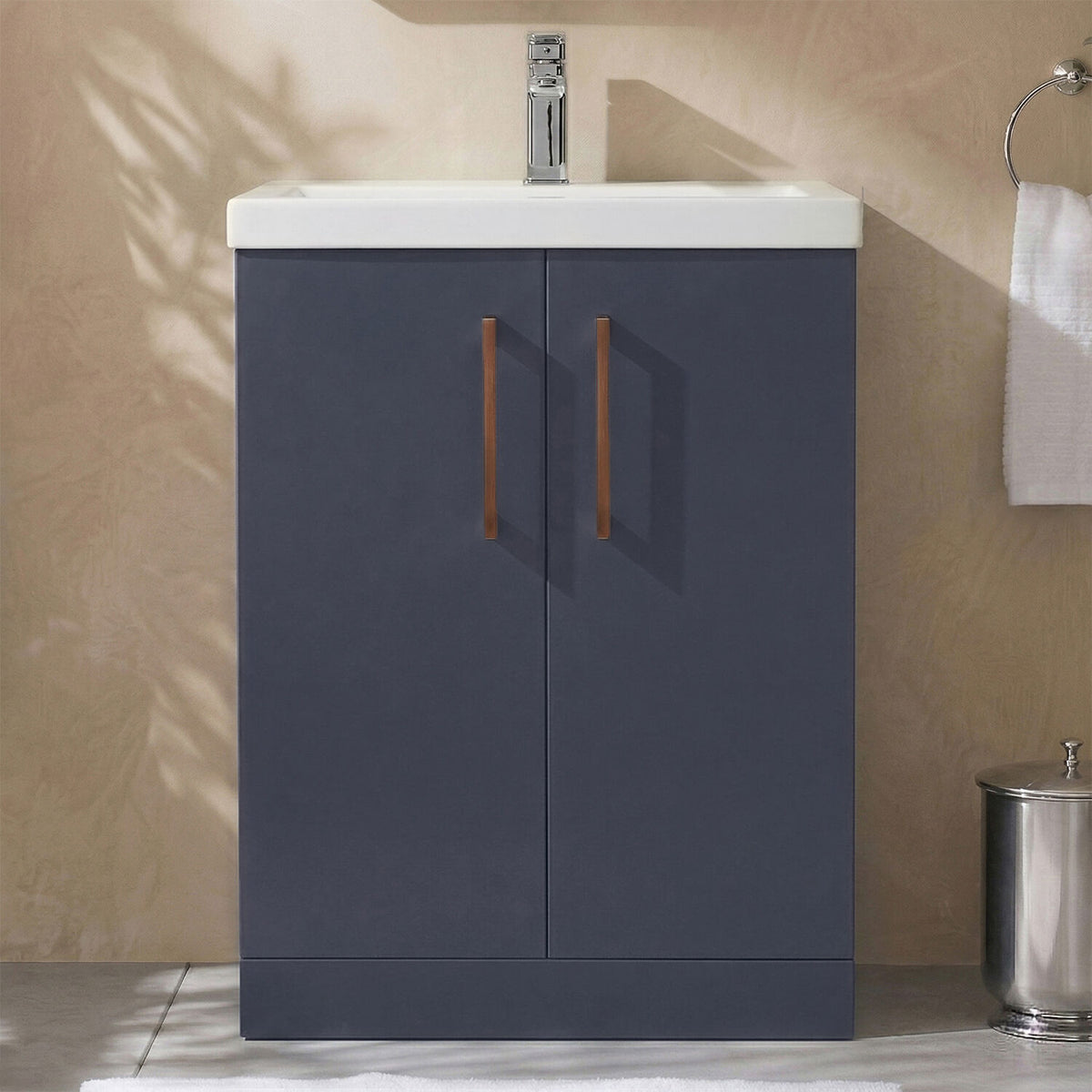 [BALARN2903AH019] Bramshall Floor Standing 2 Door Vanity Basin Unit with Mid-Edge Basin, 600mm, Choice of Colour and Handle Finish - Studio Shot