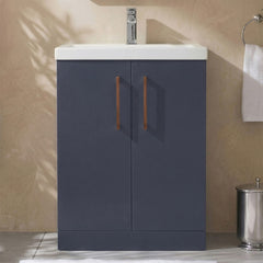 [BALARN2903AH019] Bramshall Floor Standing 2 Door Vanity Basin Unit with Mid-Edge Basin, 600mm, Choice of Colour and Handle Finish - Studio Shot