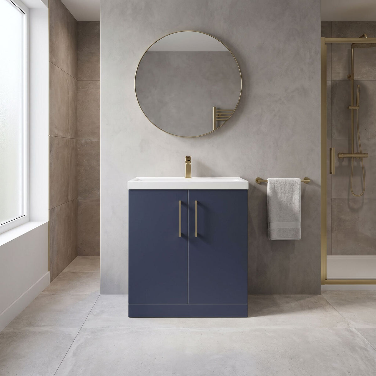 [BALARN2905AH017] Bramshall Floor Standing 2 Door Vanity Basin Unit with Mid-Edge Basin, 800mm, Choice of Colour and Handle Finish - Lifestyle 1