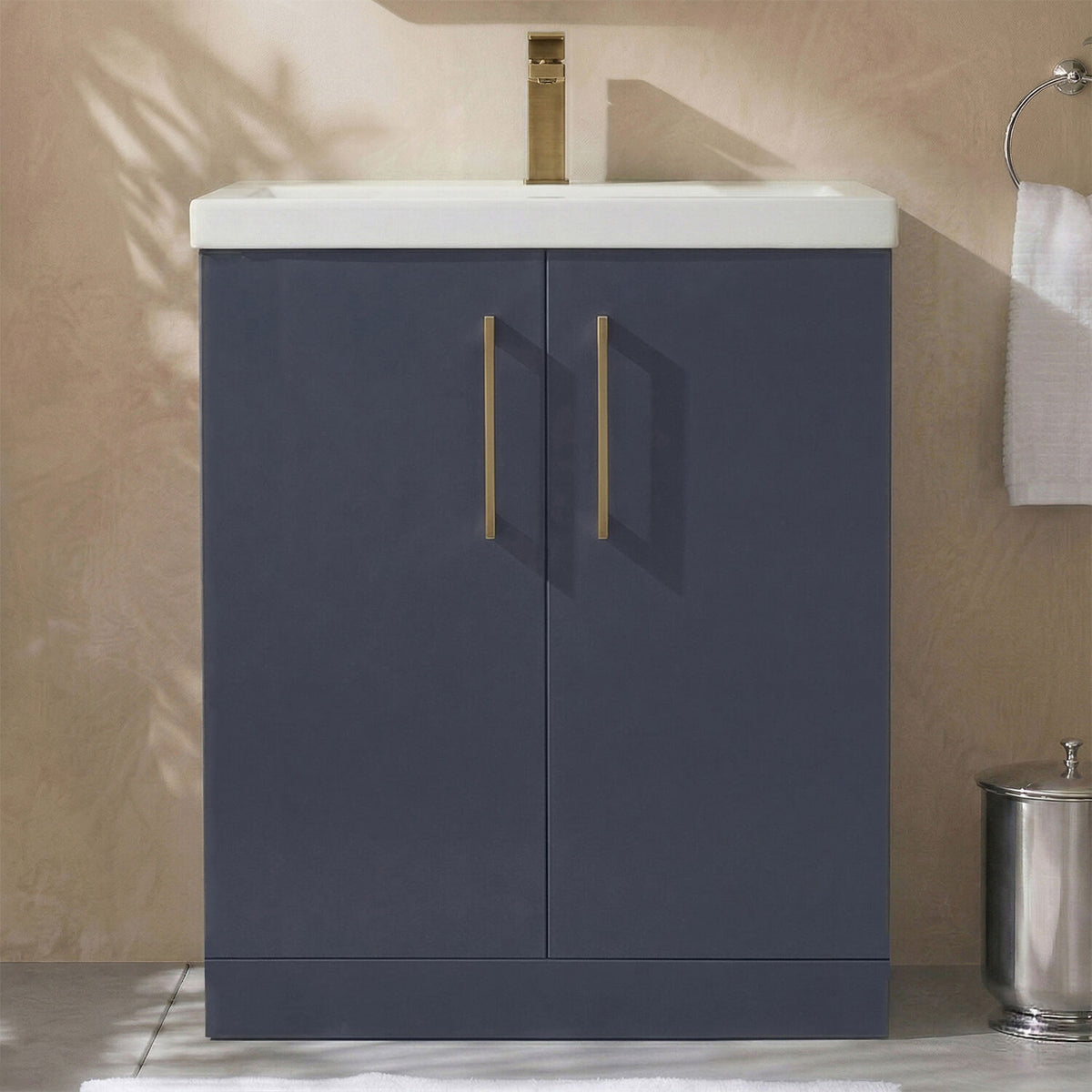 [BALARN2905AH017] Bramshall Floor Standing 2 Door Vanity Basin Unit with Mid-Edge Basin, 800mm, Choice of Colour and Handle Finish - Studio Shot