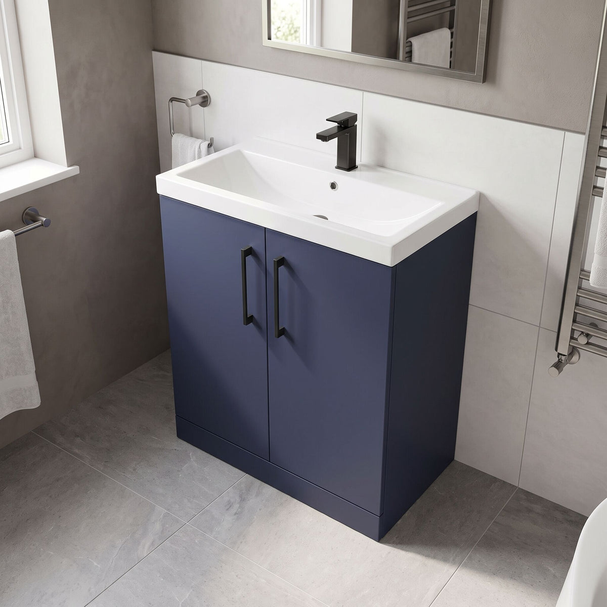 [BALARN2905AH018] Bramshall Floor Standing 2 Door Vanity Basin Unit with Mid-Edge Basin, 800mm, Choice of Colour and Handle Finish - Lifestyle 2
