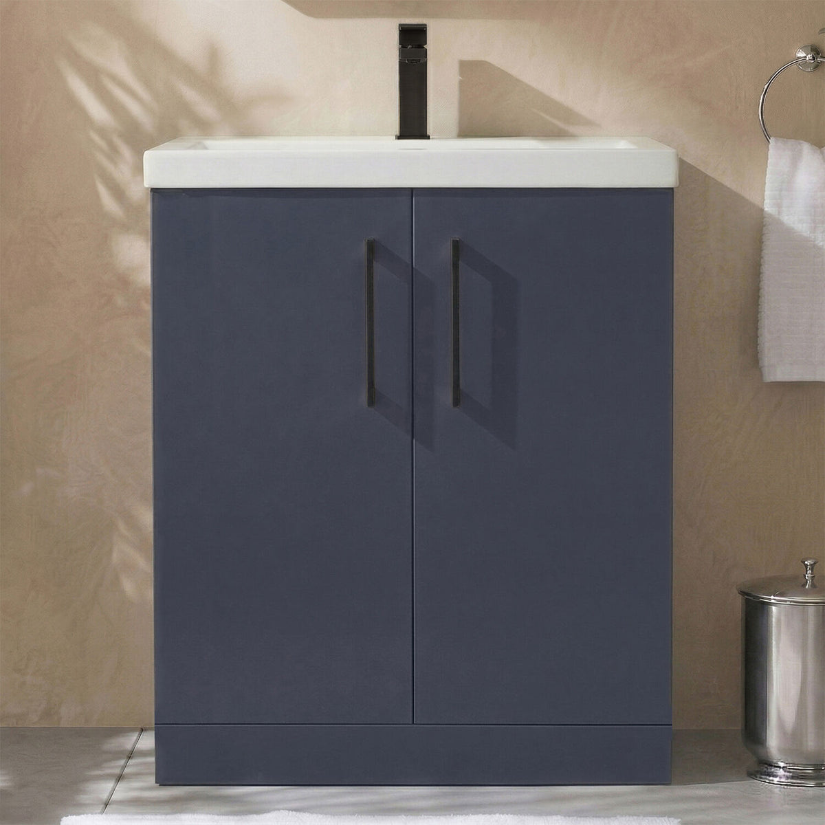 [BALARN2905AH018] Bramshall Floor Standing 2 Door Vanity Basin Unit with Mid-Edge Basin, 800mm, Choice of Colour and Handle Finish - Studio Shot