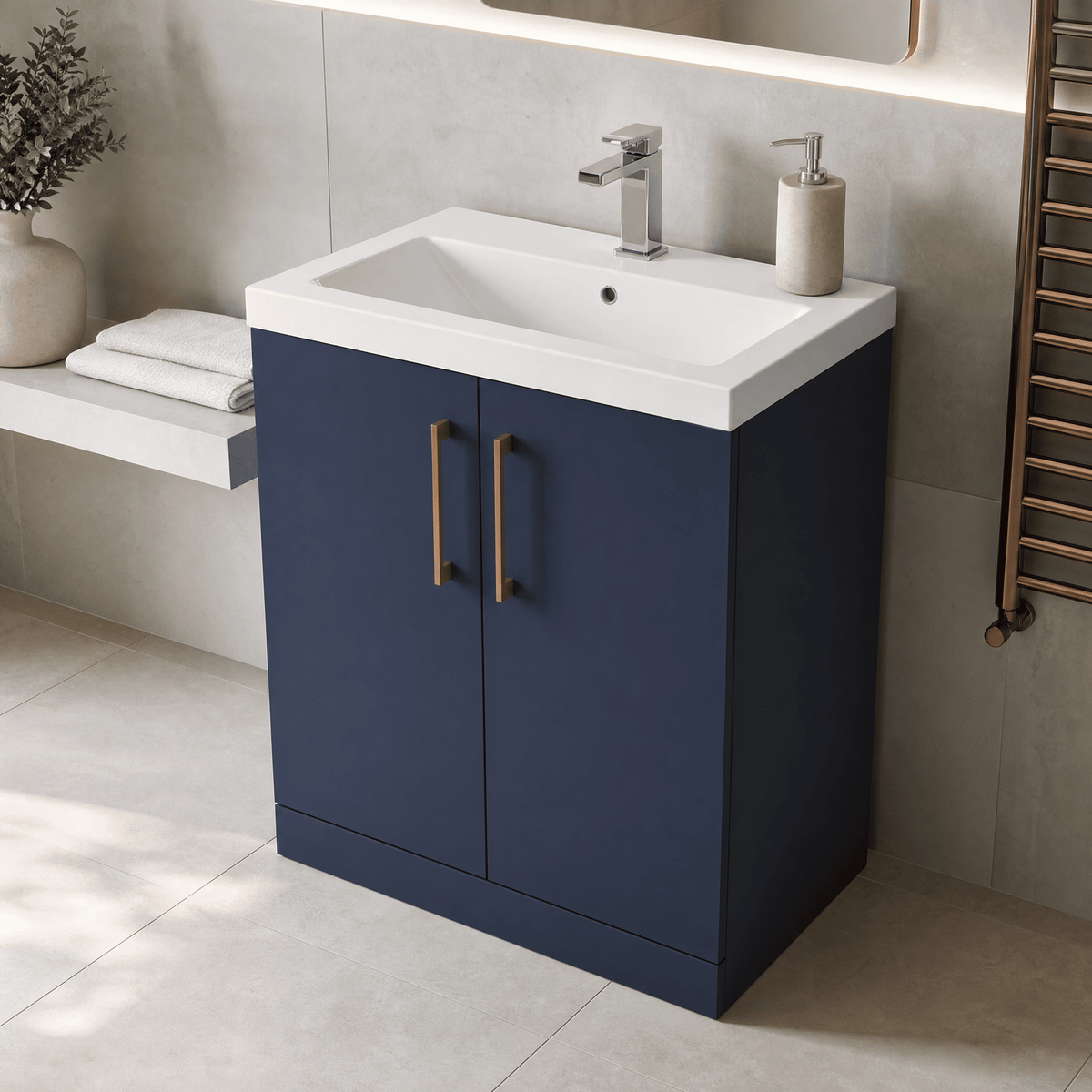 [BALARN2905AH019] Bramshall Floor Standing 2 Door Vanity Basin Unit with Mid-Edge Basin, 800mm, Choice of Colour and Handle Finish - Lifestyle 2