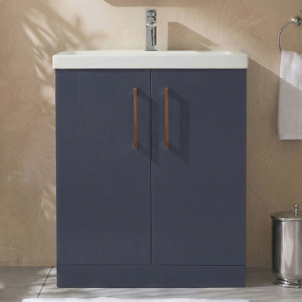 [BALARN2905AH019] Bramshall Floor Standing 2 Door Vanity Basin Unit with Mid-Edge Basin, 800mm, Choice of Colour and Handle Finish - Studio Shot