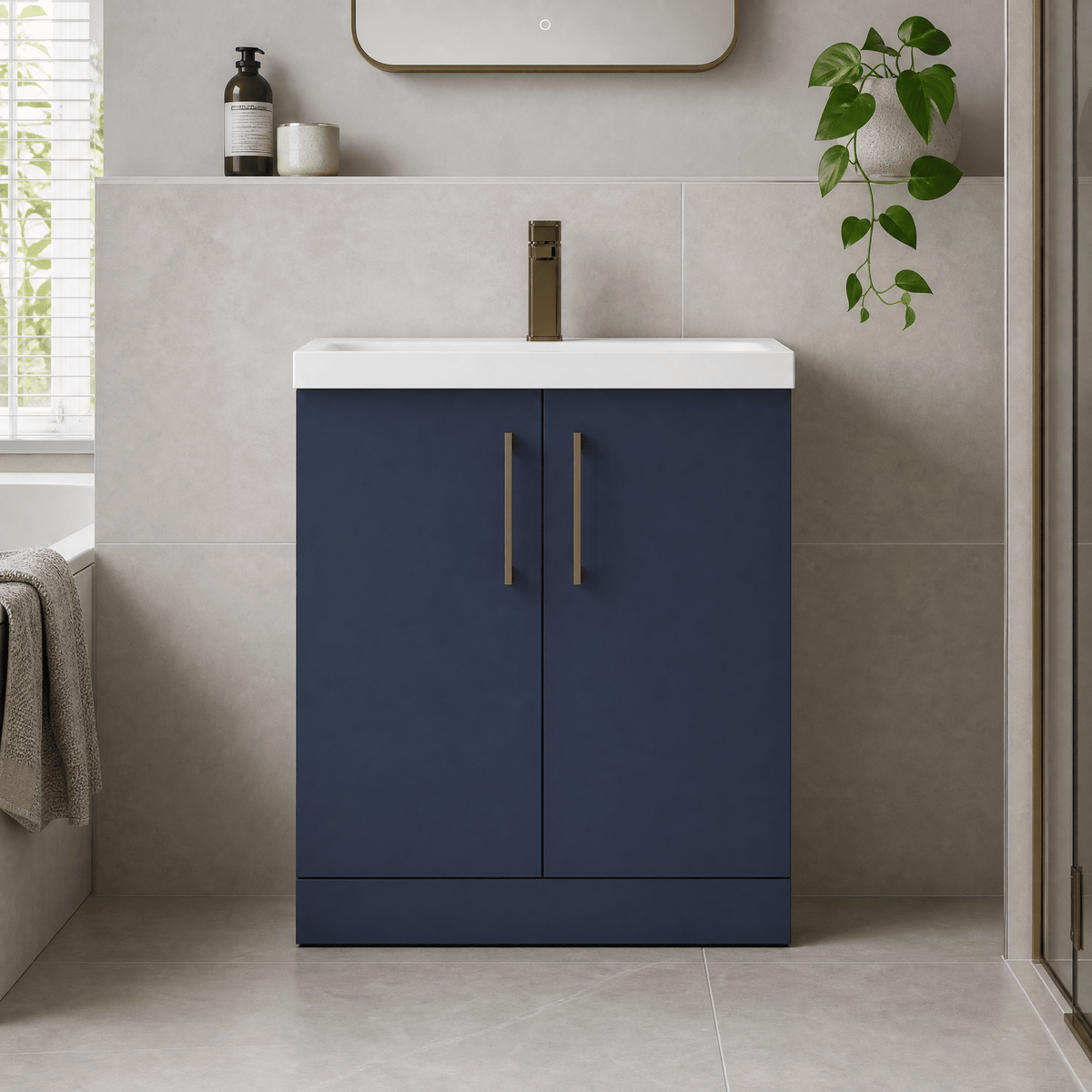 [BALARN2905AH1516] Bramshall Floor Standing 2 Door Vanity Basin Unit with Mid-Edge Basin, 800mm, Choice of Colour and Handle Finish - Lifestyle 1
