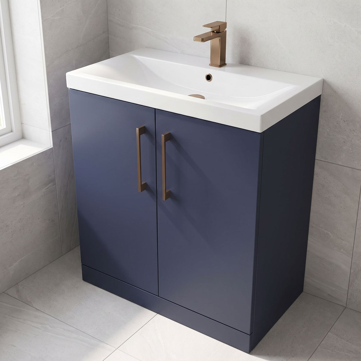 [BALARN2905AH1516] Bramshall Floor Standing 2 Door Vanity Basin Unit with Mid-Edge Basin, 800mm, Choice of Colour and Handle Finish - Lifestyle 2