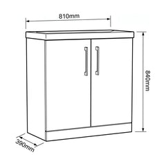 [BALARN2905AH716] Bramshall Floor Standing 2-Door Vanity & Mid-Edge Basin – Choice of Colour and Handle Finish - Technical Drawing