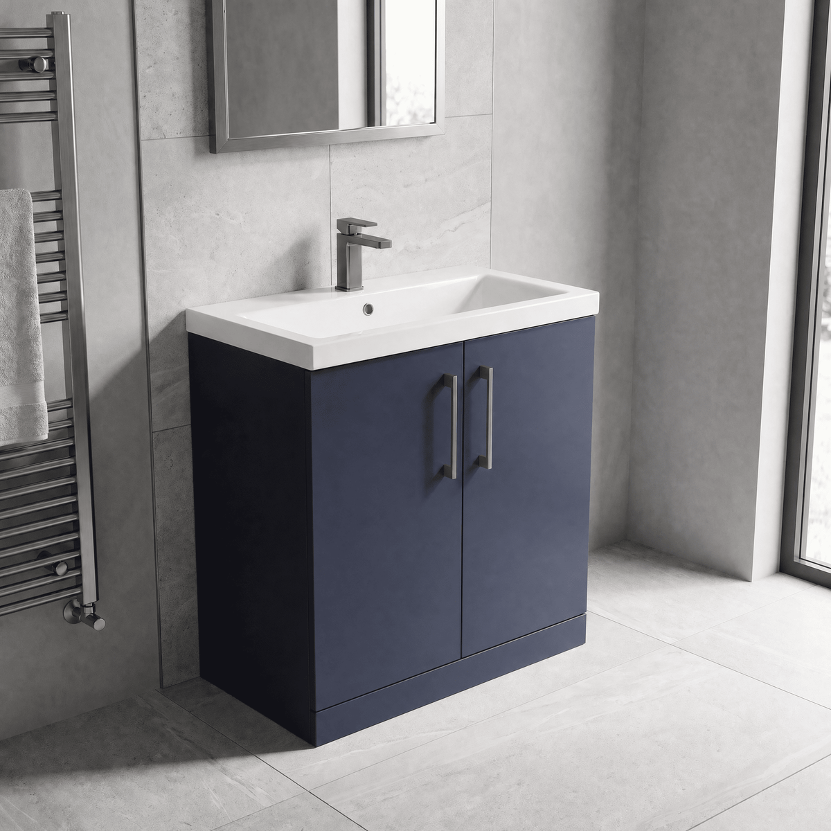 [BALARN2905AH716] Bramshall Floor Standing 2 Door Vanity Basin Unit with Mid-Edge Basin, 800mm, Choice of Colour and Handle Finish - Lifestyle 2