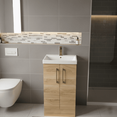 [BALARN3001AH017] Bramshall Floor Standing 2 Door Vanity Basin Unit with Mid-Edge Basin, 500mm, Choice of Colour and Handle Finish - Lifestyle 1