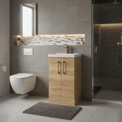 [BALARN3001AH017] Bramshall Floor Standing 2 Door Vanity Basin Unit with Mid-Edge Basin, 500mm, Choice of Colour and Handle Finish - Lifestyle 2