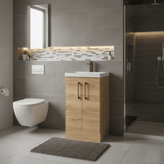 [BALARN3001AH1516] Bramshall Floor Standing 2 Door Vanity Basin Unit with Mid-Edge Basin, 500mm, Choice of Colour and Handle Finish - Lifestyle 2