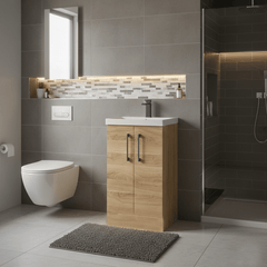 [BALARN3001AH716] Bramshall Floor Standing 2 Door Vanity Basin Unit with Mid-Edge Basin, 500mm, Choice of Colour and Handle Finish - Lifestyle 2