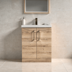 [BALARN3003AH017] Bramshall Floor Standing 2 Door Vanity Basin Unit with Mid-Edge Basin, 600mm, Choice of Colour and Handle Finish - Lifestyle 1