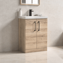 [BALARN3003AH018] Bramshall Floor Standing 2 Door Vanity Basin Unit with Mid-Edge Basin, 600mm, Choice of Colour and Handle Finish - Lifestyle 2