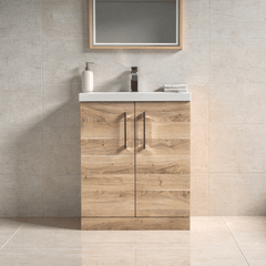 [BALARN3003AH019] Bramshall Floor Standing 2 Door Vanity Basin Unit with Mid-Edge Basin, 600mm, Choice of Colour and Handle Finish - Lifestyle 1