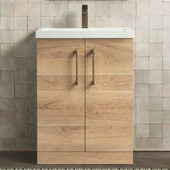 [BALARN3003AH1516] Bramshall Floor Standing 2 Door Vanity Basin Unit with Mid-Edge Basin, 600mm, Choice of Colour and Handle Finish - Studio Shot