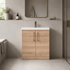 [BALARN3005AH017] Bramshall Floor Standing 2 Door Vanity Basin Unit with Mid-Edge Basin, 800mm, Choice of Colour and Handle Finish - Lifestyle 1