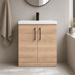 [BALARN3005AH018] Bramshall Floor Standing 2 Door Vanity Basin Unit with Mid-Edge Basin, 800mm, Choice of Colour and Handle Finish - Lifestyle 1