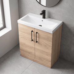 [BALARN3005AH018] Bramshall Floor Standing 2 Door Vanity Basin Unit with Mid-Edge Basin, 800mm, Choice of Colour and Handle Finish - Lifestyle 2