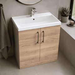 [BALARN3005AH019] Bramshall Floor Standing 2 Door Vanity Basin Unit with Mid-Edge Basin, 800mm, Choice of Colour and Handle Finish - Lifestyle 2