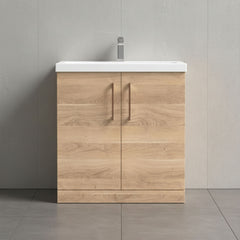 [BALARN3005AH019] Bramshall Floor Standing 2 Door Vanity Basin Unit with Mid-Edge Basin, 800mm, Choice of Colour and Handle Finish - Studio Shot