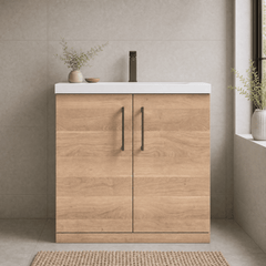 [BALARN3005AH1516] Bramshall Floor Standing 2 Door Vanity Basin Unit with Mid-Edge Basin, 800mm, Choice of Colour and Handle Finish - Lifestyle 1