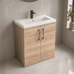 [BALARN3005AH1516] Bramshall Floor Standing 2 Door Vanity Basin Unit with Mid-Edge Basin, 800mm, Choice of Colour and Handle Finish - Lifestyle 2