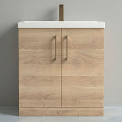[BALARN3005AH1516] Bramshall Floor Standing 2 Door Vanity Basin Unit with Mid-Edge Basin, 800mm, Choice of Colour and Handle Finish - Studio Shot