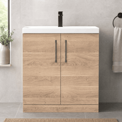 [BALARN3005AH716] Bramshall Floor Standing 2 Door Vanity Basin Unit with Mid-Edge Basin, 800mm, Choice of Colour and Handle Finish - Lifestyle 1