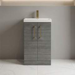 [BALARN501AH017] Bramshall Floor Standing 2 Door Vanity Basin Unit with Mid-Edge Basin, 500mm, Choice of Colour and Handle Finish - Studio Shot