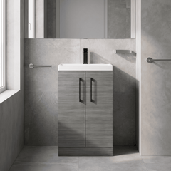 [BALARN501AH018] Bramshall Floor Standing 2 Door Vanity Basin Unit with Mid-Edge Basin, 500mm, Choice of Colour and Handle Finish - Lifestyle 1