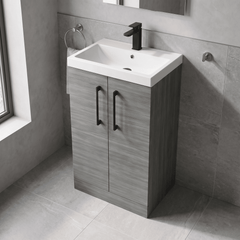 [BALARN501AH018] Bramshall Floor Standing 2 Door Vanity Basin Unit with Mid-Edge Basin, 500mm, Choice of Colour and Handle Finish - Lifestyle 2