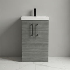 [BALARN501AH018] Bramshall Floor Standing 2 Door Vanity Basin Unit with Mid-Edge Basin, 500mm, Choice of Colour and Handle Finish - Studio Shot