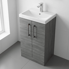 [BALARN501AH019] Bramshall Floor Standing 2 Door Vanity Basin Unit with Mid-Edge Basin, 500mm, Choice of Colour and Handle Finish - Lifestyle 2