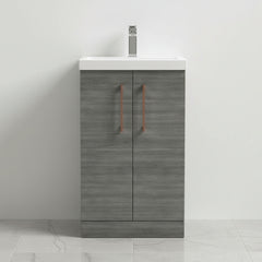 [BALARN501AH019] Bramshall Floor Standing 2 Door Vanity Basin Unit with Mid-Edge Basin, 500mm, Choice of Colour and Handle Finish - Studio Shot