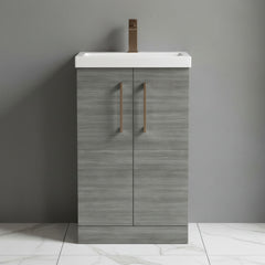 [BALARN501AH1516] Bramshall Floor Standing 2 Door Vanity Basin Unit with Mid-Edge Basin, 500mm, Choice of Colour and Handle Finish - Studio Shot