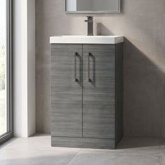 [BALARN501AH716] Bramshall Floor Standing 2 Door Vanity Basin Unit with Mid-Edge Basin, 500mm, Choice of Colour and Handle Finish - Lifestyle 1