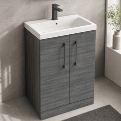 [BALARN501AH716] Bramshall Floor Standing 2 Door Vanity Basin Unit with Mid-Edge Basin, 500mm, Choice of Colour and Handle Finish - Lifestyle 2
