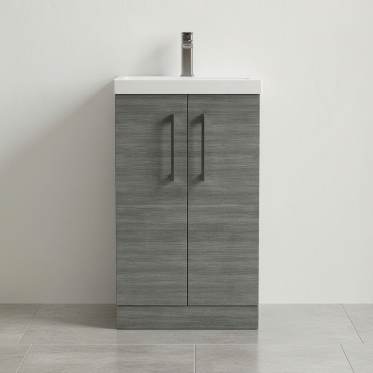[BALARN501AH716] Bramshall Floor Standing 2 Door Vanity Basin Unit with Mid-Edge Basin, 500mm, Choice of Colour and Handle Finish - Studio Shot